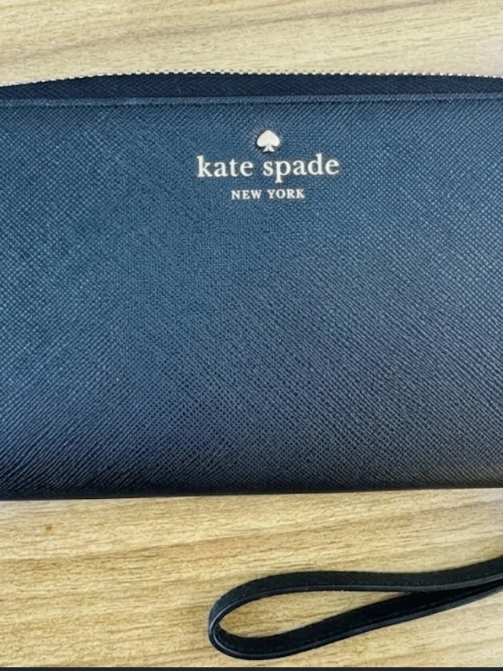 Kate Spade Black Saffiano Leather Zip-Around Continental Wristlet Wallet